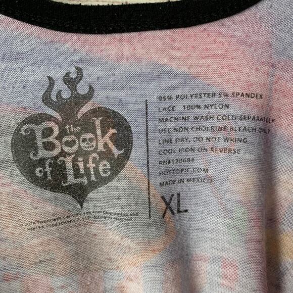 Book of Life Print Tank Top Movie Scene Graphic Lace Asymmetrical Bottom Size XL - Picture 10 of 10